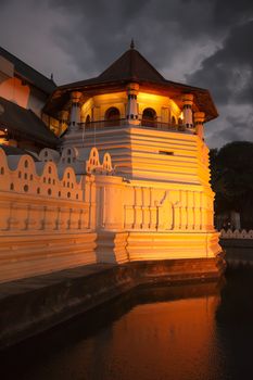 Very important Buddhist shrine - Temple of the Tooth. Evening. Sri Lanka