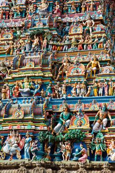 Gopuram (tower) of Hindu temple  Kapaleeshwarar., Chennai, Tamil Nadu, India