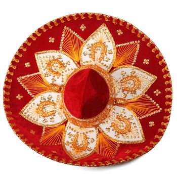 Red sombrero isolated on whit