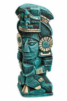 Mayan deity statue from Mexico isolated on white background