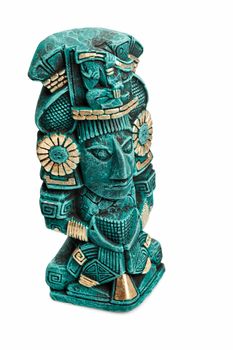 Mayan deity statue from Mexico isolated on white background