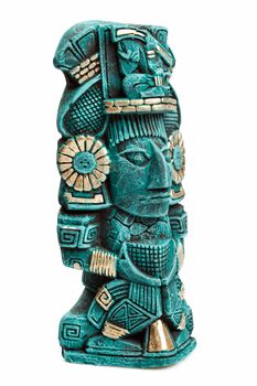 Mayan deity statue from Mexico isolated on white background