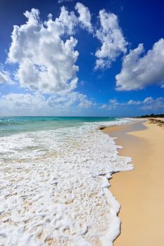 Beautiful beach and  waves of Caribbean Sea