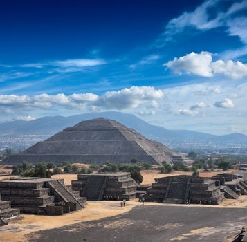 Pyramid of the Sun. Teotihuacan. Mexico. View from the Pyramid of the Moon.