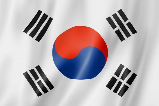 South Korea flag, three dimensional render, satin texture