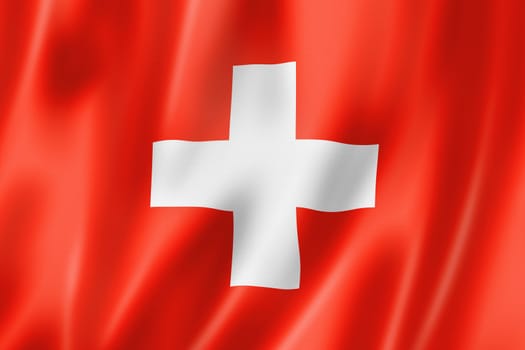 Switzerland flag, three dimensional render, satin texture