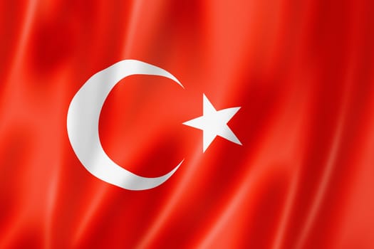 Turkey flag, three dimensional render, satin texture