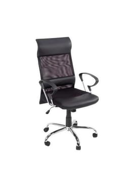 Black leather managers office swivel chair isolated on white background