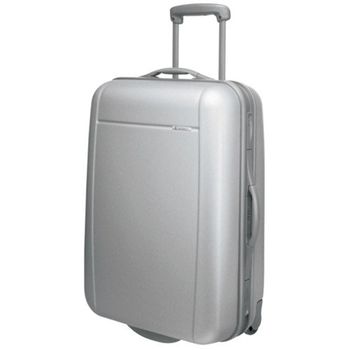 Silver suitcase with wheels