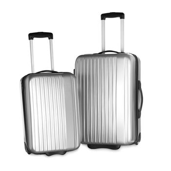 Silver suitcases with wheels