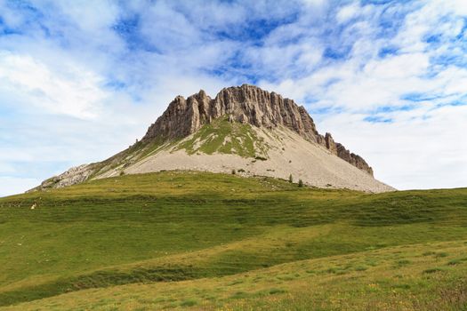summer view of Castellazzo mount, Rolle pass, Trentino, Italy