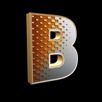 3d abstract letter with modern halftone pattern - B