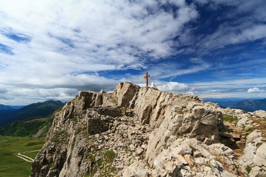 panoramic view from Castellazzo mount, Rolle pass. Trentino, Italy
