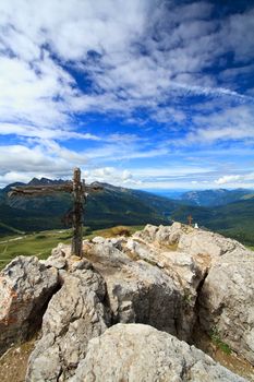 aerial view of Rolle pass and Paneveggio Natural park from Castellazzo mount, Trentino, Italy