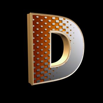 3d abstract letter with modern halftone pattern - D