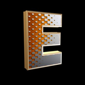 3d abstract letter with modern halftone pattern - E