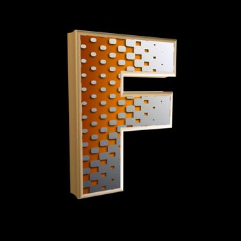 3d abstract letter with modern halftone pattern - F