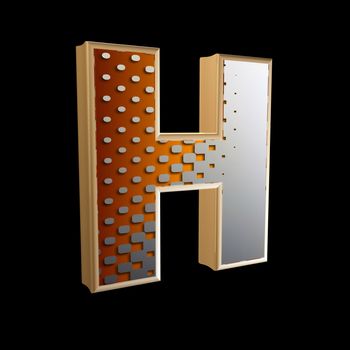 3d abstract letter with modern halftone pattern - H