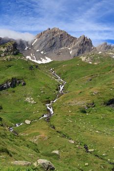 summer view of Italian Alps in Aosta Valley