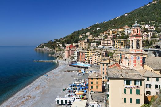 off season view of Sori, small town in Liguria, Italy
