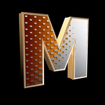 3d abstract letter with modern halftone pattern - M