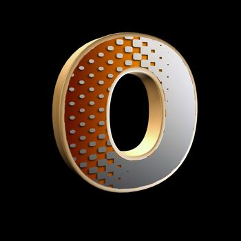 3d abstract letter with modern halftone pattern - O