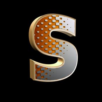 3d abstract letter with modern halftone pattern - S