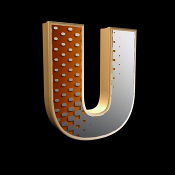 3d abstract letter with modern halftone pattern - U