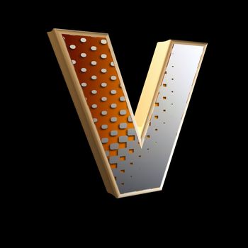 3d abstract letter with modern halftone pattern - V