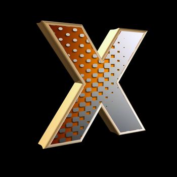 3d abstract letter with modern halftone pattern - X