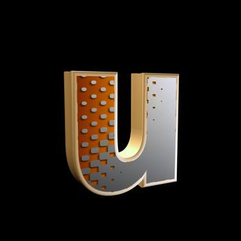 abstract 3d letter with halftone texture - u