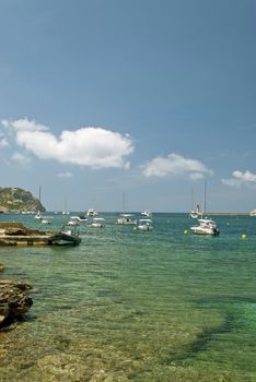 View of the ocean and yachts, Majorca, Spain