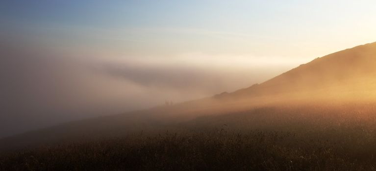 Sea fog over cliffs in Dorset