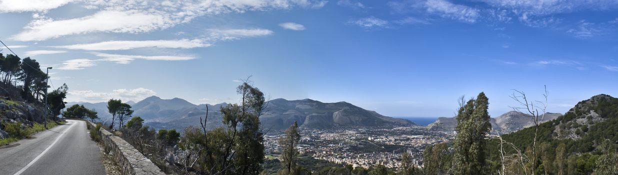 view of Palermo from Mount Pilgrim- Monte pellegrino- Sicily- Italy