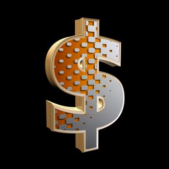 abstract 3d dollar currency sign with halftone texture