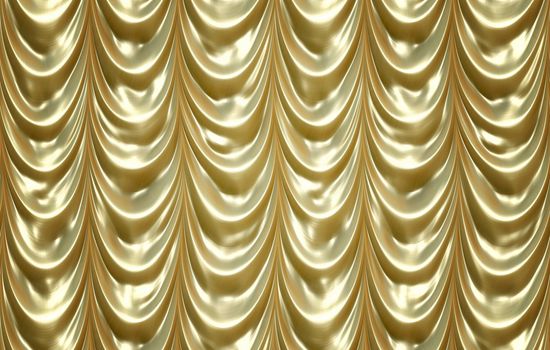 luxurious golden curtains draping down like in a theatre