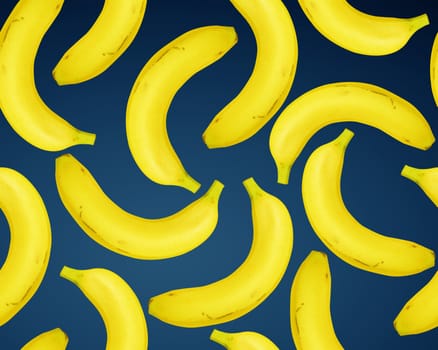 seamless Fresh Bananas on blue background.