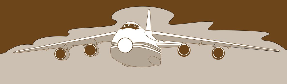 plane silhouette on brown background