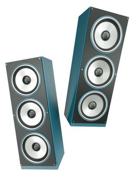 Two loudspeakers isolated on white background. 3D render.