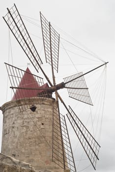 Old windmill on the salines near trapani