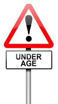 Illustration depicting a road traffic sign with an under age concept. White background.