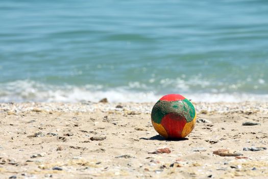 soccer ball on a beach 