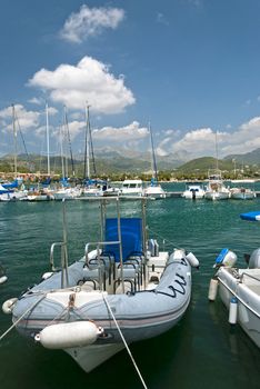 View of the ocean and yachts, Majorca, Spain