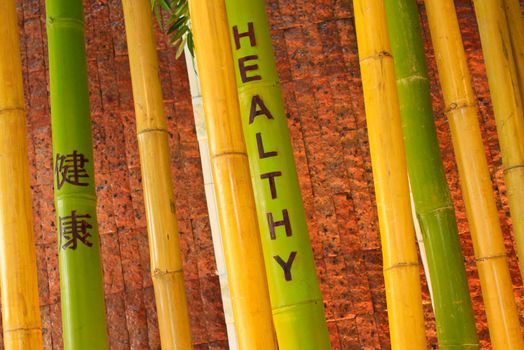 Bamboo with healthy word