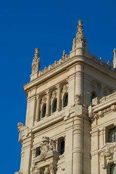 Historic buildings with lace fronts of city Madrid