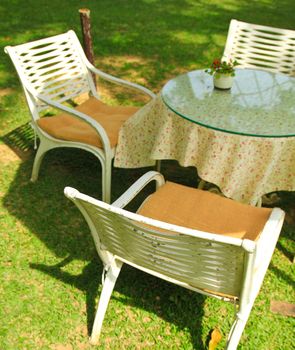 Vintage table setting in the garden