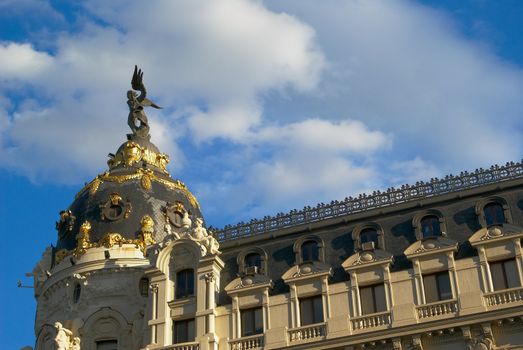 Historic buildings with lace fronts of city Madrid