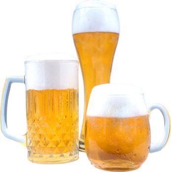 Three mugs of  alcohol beer