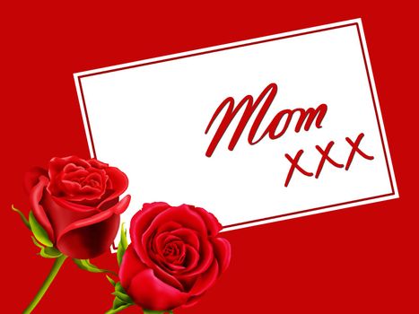 Birthday or Mother's Day card to Mom with roses and kisses