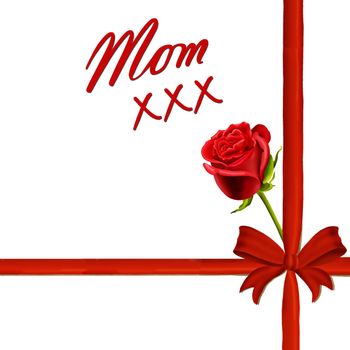 Birthday or Mother's Day card to Mom with roses and ribbons